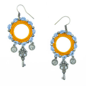 Orange Traditional Crochet Festive Jewelry Set Handmade - Image 3