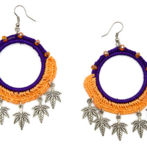 Purple-Orange Crochet Beads Necklace Set Handmade - Image 3