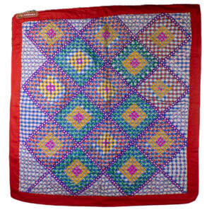 Purple‑Turquoise Diamond Sujani with Red Border Handmade - Image 1