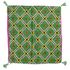 Green Diamond Sujani with Yellow‑Black Tassels - Image 1