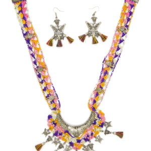 Multicolor Crochet Necklace Set with Butterfly Motif Handmade - Image 1