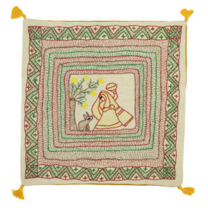 Woman Under Tree Sujni Handmade Cushion Cover - Image 1