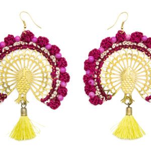 Fuchsia Glint Tassel Earrings – Handmade - Image 1