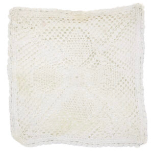 Ivory Crochet Sujni Handmade Cushion Cover - Image 1