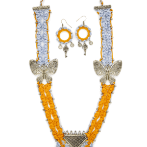 Orange Traditional Crochet Festive Jewelry Set Handmade - Image 1