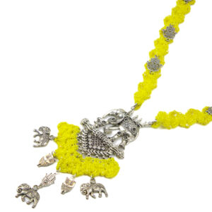Yellow Crochet Elephant Pendant Jewelry Set Handmade - Image 2