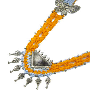 Orange Traditional Crochet Festive Jewelry Set Handmade - Image 2