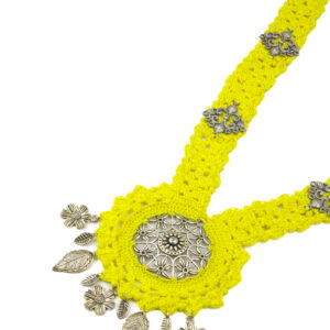 Marigold Yellow Crochet Floral Necklace Set Handmade - Image 2