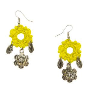 Marigold Yellow Crochet Floral Necklace Set Handmade - Image 3